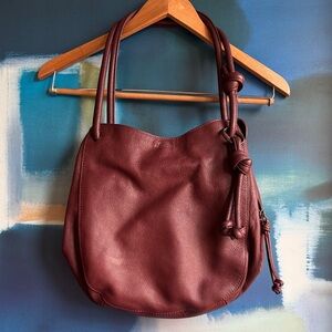 VINCE CAMUTO Pebbled Leather Shoulder Bag, Burgundy